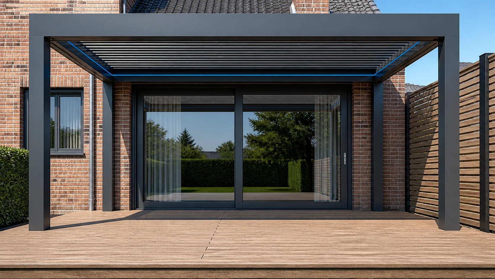 France — Single-Motion Bioclimatic Pergola (Export Project)