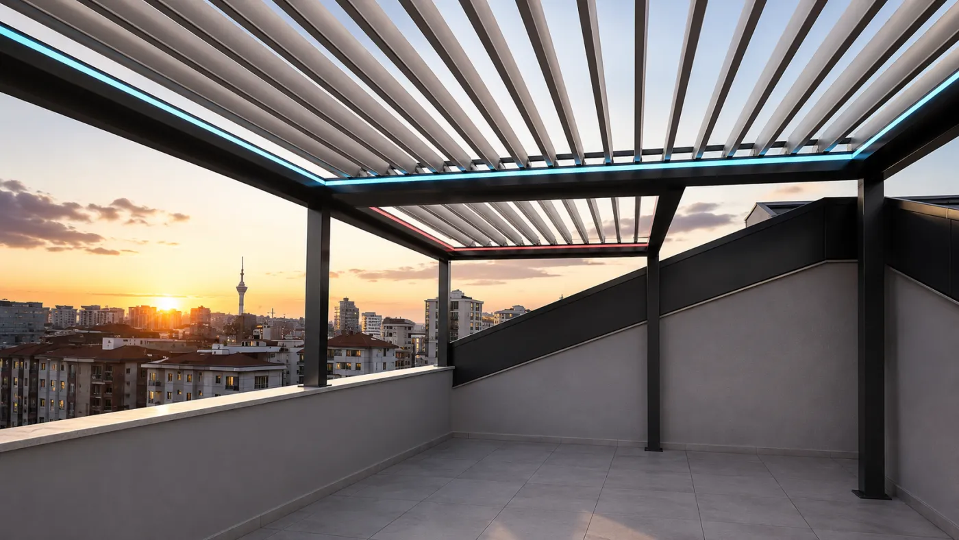 Göztepe — Double-Opening Bioclimatic Pergola Project