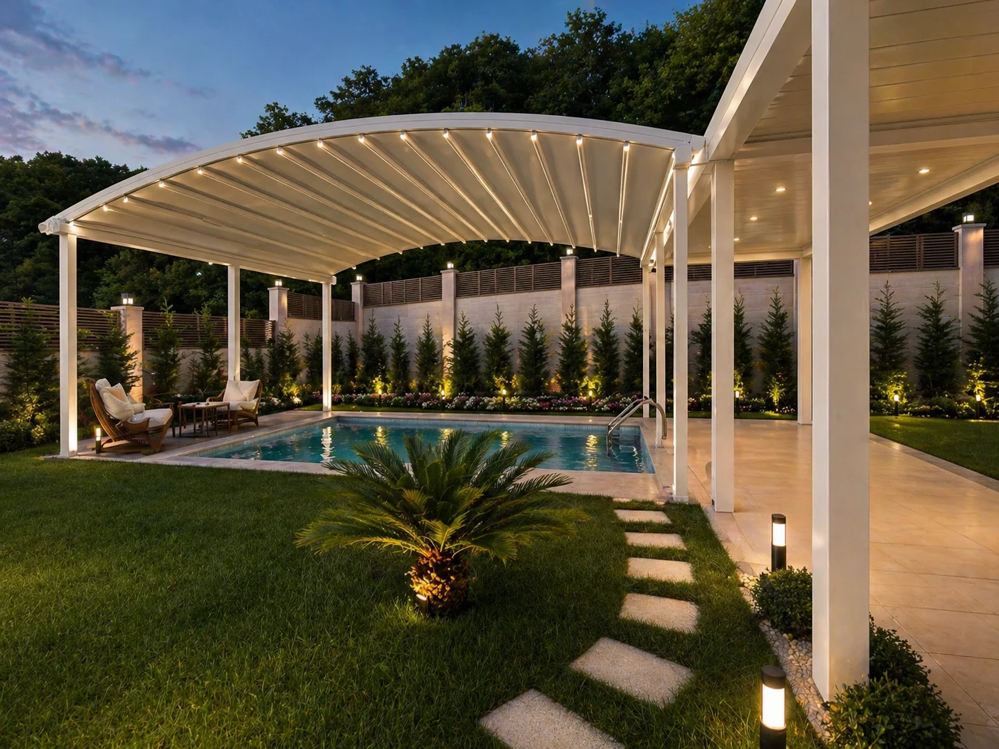 Şile — Full-Radius Pergola and Dual-Motion Bioclimatic System